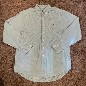 Vineyard Vines Green White Check Slim Fit Tucker Cotton Dress Button Down Shirt